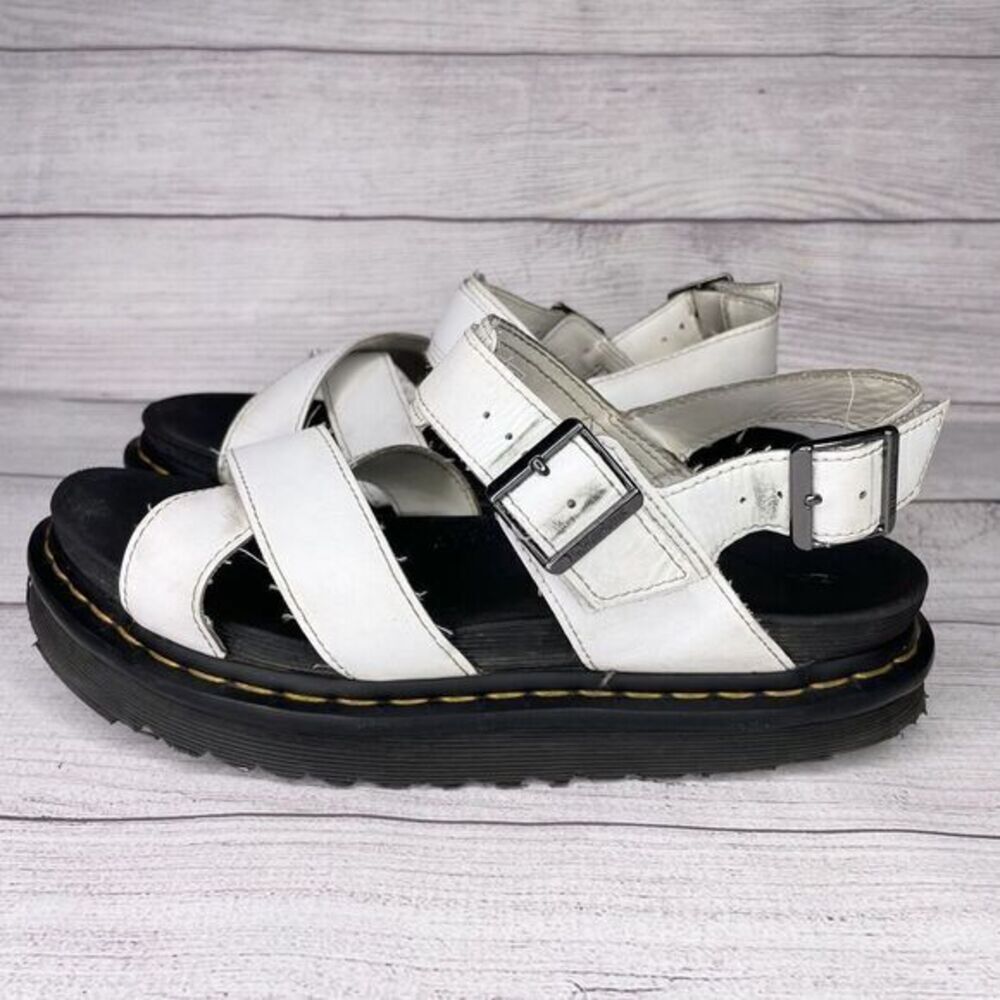 Dr. Martens White Leather Platform Sandals